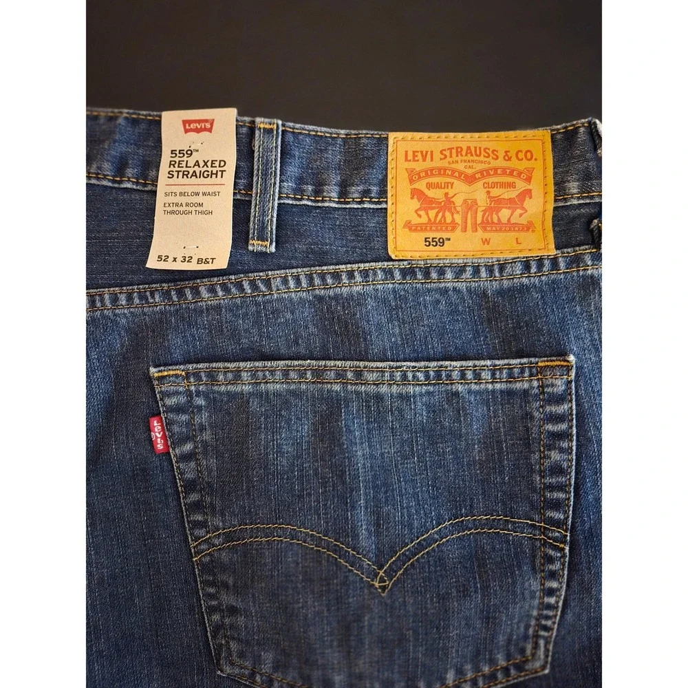 Levis 559 Mens 52×32 Relaxed Straight Jeans  Big & Tall Dark Wash 01559-2765